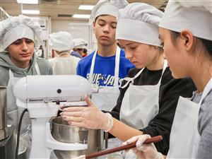 students with mixer