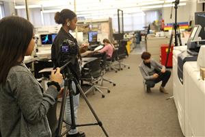 students filming