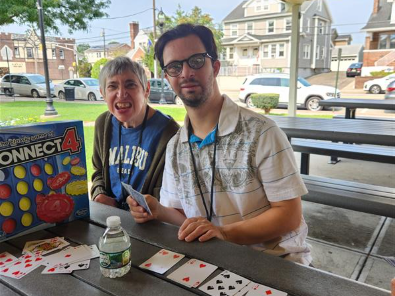 Clients play games in the park